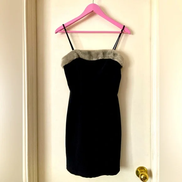 Xoxo Dresses | Vintage Xoxo Womens Little Black Dress With Faux Fur Lining, Size 7/8 (S) | Color: Black | Size: 8 | Thativorygirl's Closet